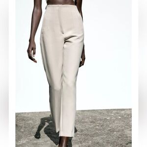 Zara Cream Straight Leg Pants Timeless Style